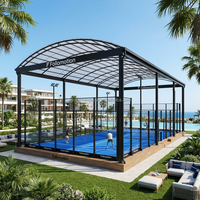 Ensemble de terrain de padel avec clôture, gazon synthétique, panneaux en verre et accessoires pour clubs sportifs