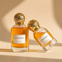 Vente en gros de flacons de parfum en verre transparent élégants et vides, 30 ml, 50 ml, 100 ml, flacon de parfum rond transparent avec bouchon doré