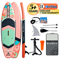 Vente flash : SUP gonflable extra large de 11' x 36'', couleur menthe corail, planche à pagaie géométrique tricolore, kit complet, polyvalent, yoga