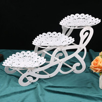 Support à gâteau de mariage élégant à 3 niveaux et présentoir à desserts, centre de table pour fête d'anniversaire, plateau de collations pour le thé de l'après-midi, buffet froid
