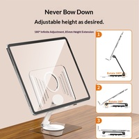 Nouveau support de tablette en acrylique transparent pour téléphone de bureau iPad avec base rotative, design pliable et hauteur réglable - Vente en gros