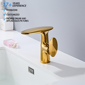 Robinet de lavabo cascade blanc, poignée unique, robinet mélangeur moderne pour lavabo de salle de bain, noyau de vanne en céramique, finition chromée pour eau chaude/froide - Product Image 1