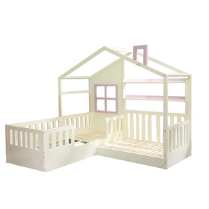 Đồ Nội Thất Phòng Ngủ Trẻ Em Bằng Gỗ Nguyên Miếng Giường Trẻ Em Nhà Khung Giường Trẻ Mới Biết Đi Giường Đôi Đọc Sách Nook Giường - Product Image 1