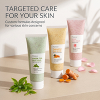 Gel Exfoliant Visage en Gros au Curcuma, Rose et Thé Vert – Soin Cosmétique pour la Peau