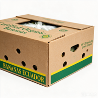 Boîte d'emballage pour fruits frais en carton kraft imprimé sur mesure, pliables, recyclables, avec gaufrage, pour bananes