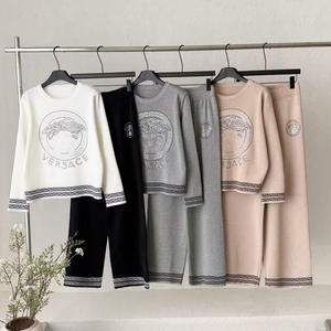 Maglione in misto lana anti-piega stile europeo-americano ELEGANTE per il commercio estero, completo autunnale da <span class=keywords><strong>donna</strong></span> con <span class=keywords><strong>pantaloni</strong></span> casual 1025 - Product Image 1