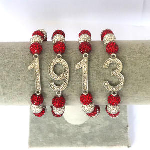 Bracciale rosso numero 1-9 con perline da confraternita alla moda gioielli in lega di zinco regalo perfetto con 2 3 4 5 6 7 8 9 - Product Image 2