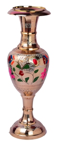 Vase décoratif artisanal en laiton avec travail traditionnel d'émail Meenakari floral - Product Image 2