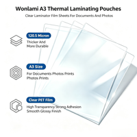 Pochettes de plastification thermique Wonlami A3 120,5 microns, paquet de 100 feuilles transparentes pour documents et photos
