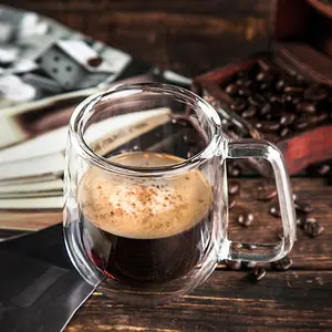साफ कॉफी कप डबल दीवार ग्लास कप के साथ उच्च borosilicate ग्लास के लिए घर