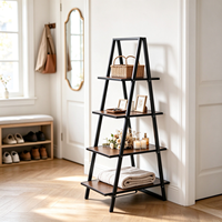 Étagère pliante en fer noir à quatre niveaux, étagère de rangement triangulaire autoportante, revêtement poudré, 44 x 88 x 146 cm, salon