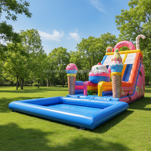 Toboggan aquatique gonflable Candy Land avec piscine hermétique amovible, toboggan double gonflable extérieur <span class=keywords><strong>en</strong></span> PVC de qualité commerciale pour jardin - Product Image 2