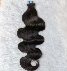 Body wave tape ins for salon high quality raw indian hair dropshipping one donor 10a 8a virgin unprocessed hair tape in