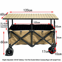 Chariot pliable d'extérieur à cadre en fer, base double en tissu durable, quatre roues pour une maniabilité fluide, idéal pour le shopping écologique