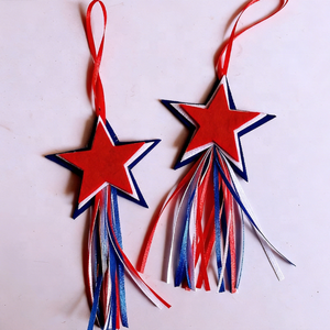 Decorazioni per il 4 Luglio, Ornamenti Patriottici Rossi Bianchi e Blu, <span class=keywords><strong>Stelle</strong></span> Appese per Festa dell'Indipendenza USA, Decorazioni con Nappe a Stella - Product Image 1