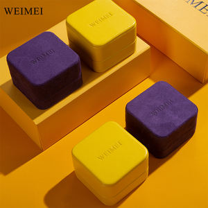 WEIMEI Luxury Jewelry <b>Gift</b> Box Set, High-End Wedding Ring Packaging, Elegant Yellow and Purple WEIMEI <b>Boxes</b>, Two-Piece Set - Product Image 5