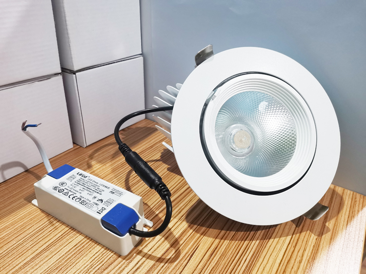 5000k Cylinder Gimbal Lamp 30w Recessed Dimmable Adjustable Cob Led Gimbal Downlight 9w 15w 20w Dimmable Optional White Aluminum