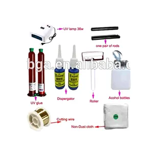 Mobile Phone LCD refurbishment tools, OCA UV glue + debonder + UV lamp + roller + cutting line + non-dust cloth + Alcohol bottle