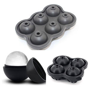 Bandeja <span class=keywords><strong>de</strong></span> silicona reutilizable personalizada para Hacer bolas <span class=keywords><strong>de</strong></span> hielo, <span class=keywords><strong>de</strong></span> grado alimenticio, sin Bpa, grande, 2,5 pulgadas, para whisky, esferas transparentes - Product Image 1