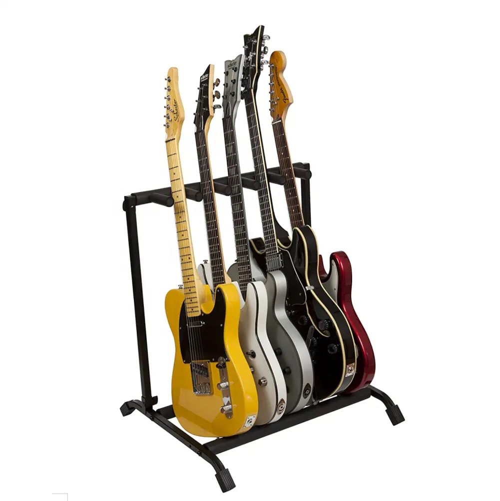 Multi Gitaar Stand Rack, Vouwen 5 Houder Gitaar Display Rek Hangers, Draagbare Vloer Gitaar Rack Met Gewatteerde Schuim