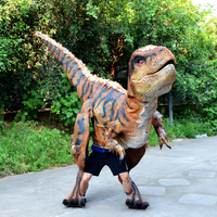 Costume de dinosaure T-Rex réaliste à plumes, avec jambes visibles, léger, flexible, taille personnalisable pour centres commerciaux et salles de jeux