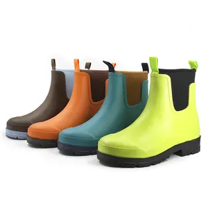Custom LOGO fashion gumboot waterproof wellies neoprene rubber molded Chelsea boots woman rain boots for women wholesale
