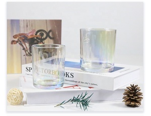 ขวดแก้วใสหลากสีปากกว้างสำหรับเทียนทีไลท์แบบหรูหราสั่งทำพิเศษ ภาชนะใส่เทียนแบบมีประกายรุ้ง - Product Image 3