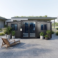 Maison conteneur extensible à double aile - Installation facile, design respirant pour villa, boutique, extérieur, style moderne du milieu du siècle, garantie 3 ans