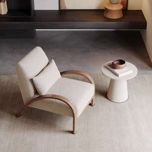 Fauteuil lounge design classique du milieu du siècle, tissu en laine d'agneau, fauteuil de loisirs Bruxelles - Product Image 3