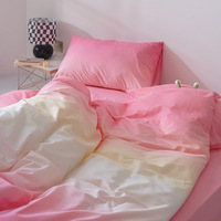 Nouveauté, ensemble de literie 100% polyester, drap de lit en lin avec imprimé dégradé rose