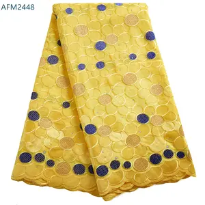 2021 Kain Renda Afrika 100% Katun Bordir Dubai Gaya Swiss Voile Renda Di Swiss Bahan Jahit 2448