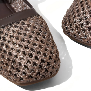 Sandali Mary Jane da Donna in Rafia con Punta Quadrata e Tacco Basso, Cinturino in Pelle e Fibbia, Scarpe Casual da Ufficio per Vendita all'Ingrosso - Product Image 4