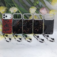 Étui de luxe pour téléphone portable Samsung avec chaîne pour iPhone 11 12 13 14 15 16 17 Pro Max, coques de téléphone léopard pour Samsung S25