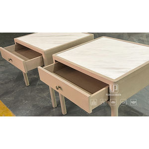 Factory Wholesale Price Retro Wood Nightstand Furniture <b>White</b> Marble Top Square Nightstands With Drawers Retro Wood Nightstand - Product Image 5