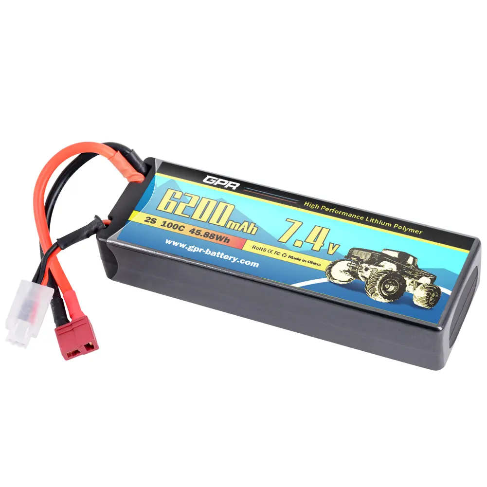 lipo battery packs 6200mah 7.4v 100c rechargeable lithium polymer battery