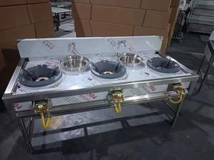Çin Wok brülör ile ticari 201 paslanmaz çelik 3-brülör gaz sobası oteller ve restoranlar için büyük boy - Product Image 2