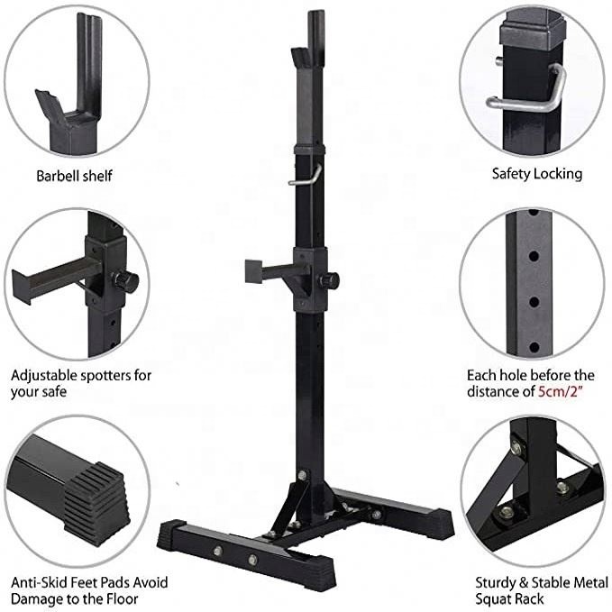 Adjustable squatting frame for weight lifting strength training in Gymnasium