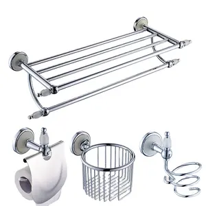 Chrome and Dull Polish Wall Mounted Bathroom accessories towel holder set with Soap holder