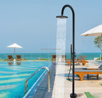 Colonne de douche autoportante en acier inoxydable pour extérieur, double fonction, pommeau de douche pluie, moderne, pour jardin, patio, salle de bain