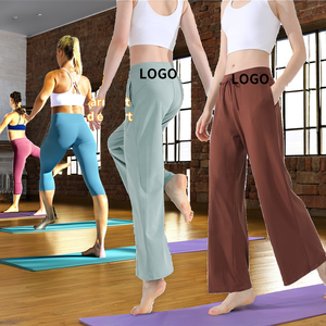 Leggings de yoga pour femmes, taille XL+, taille haute, longueur cheville, respirants, séchage rapide, motif uni, antistatiques, 220g, coupe ample, style cloche - Product Image 2