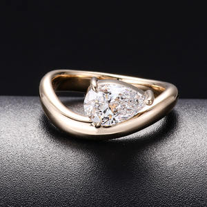 Provence Jewelry 14K YG/WG/RG D Color 1.2CT a 1.3CT Pear Lab Diamond CVD Anillo de compromiso certificado - Product Image 6