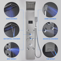 Promotion Colonne de Douche Murale en Acier Inoxydable Effet Cascade, Panneaux de Douche LED pour Salle de Bain