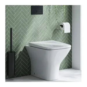 Luxe Keramische Witte Kleur Rug Naar Muur Vloer Gemonteerd P Trap Dual Flush Toiletten Met Zachte Sluitstoel