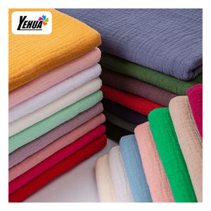 Offre Spéciale 100% coton 2 couches <span class=keywords><strong>gaze</strong></span> mousseline tissu avec goutte de rosée et étoiles en feuille sur le dessus pour robes et jupes pour femmes - Product Image 4