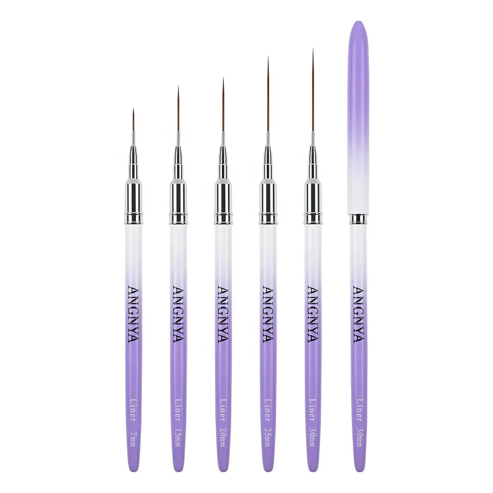 7/15/20/25/30mm logo personnalisé violet Extra Fine Liner brosses synthétique Nylon cheveux Nail Art Liner brosse