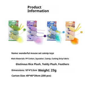 Paquete de tres ecológicas felpa <span class=keywords><strong>Catnip</strong></span> Self-Relief Stick simulación ratón gato juguete para gatitos gatito Molar mascota juguete - Product Image 4