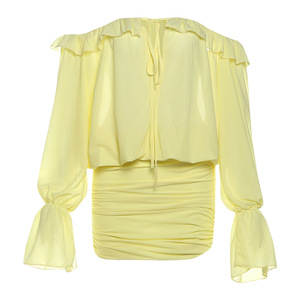 Vestidos Elegantes y Sensuales para Mujer, con Hombros Descubiertos, Detalle de Cordones, Color Sólido, Corte Ajustado, Moda Otoño - Product Image 4