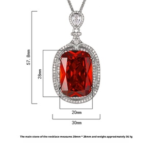 Trendy Red Cubic Zirconia Jewelry Bright Finish Eco-friendly Copper Imitation Paraiba Pendant Necklace for Female Daily Wear - Product Image 2