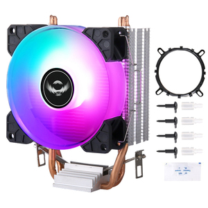 QiuzAim 데스크탑 PC 2 히트 파이프 <span class=keywords><strong>CPU</strong></span> 쿨러 90mm 조용한 냉각 LED 팬 인텔 LGA 1700 1200 115x 방열판 RGB 12V 호환 - Product Image 1