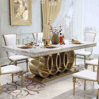 Ensemble de table à manger rectangulaire de luxe avec 6 chaises, table à manger en marbre, table de banquet de cuisine, ameublement de maison